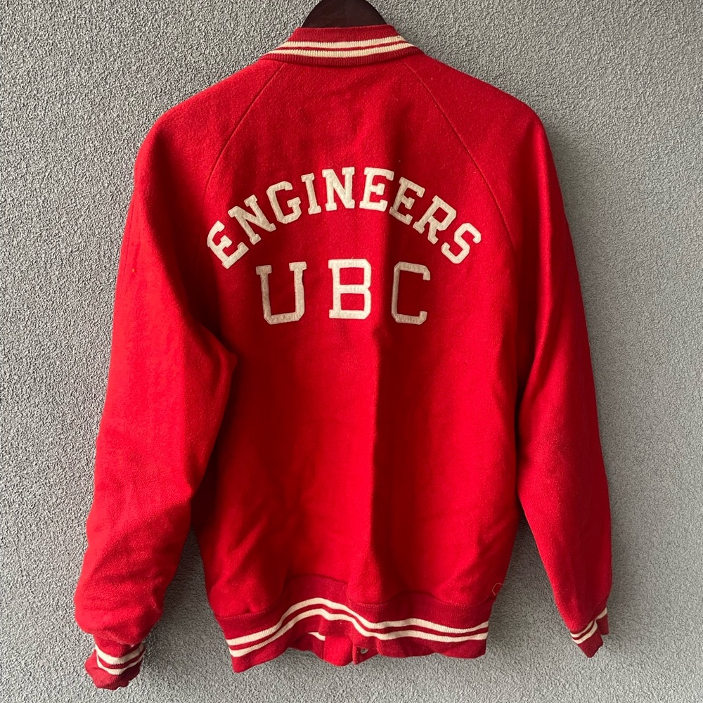 Engineers UBC,Red Wool Varsity Jacket, Unisex Clothes, Vintage Wool Jacket,Gift